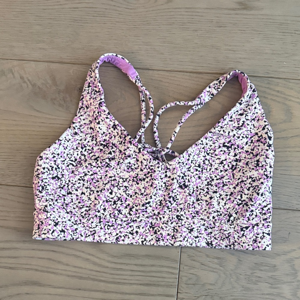 ATHLETA SOLACE A-C Cup Purple and Black Patterned Sports Bra